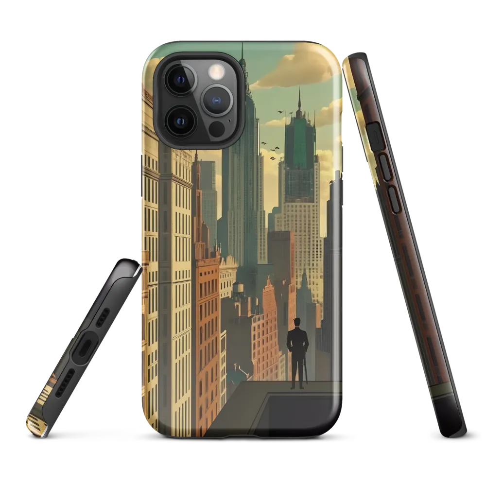 Urban Dreams: A Silhouette in Art Deco Cityscape