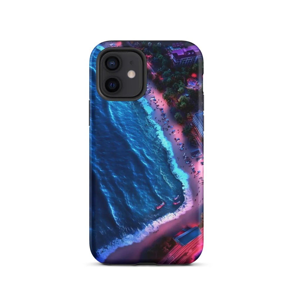 Twilight Reflections: A Serene Beach Aerial | Phone Case |  12 | Tough Case | Matte