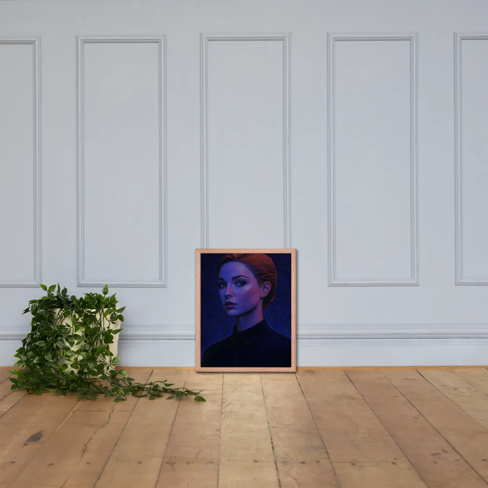 Ethereal Portrait in Blue and Red | Poster with Red oak Frame | 16″×20″