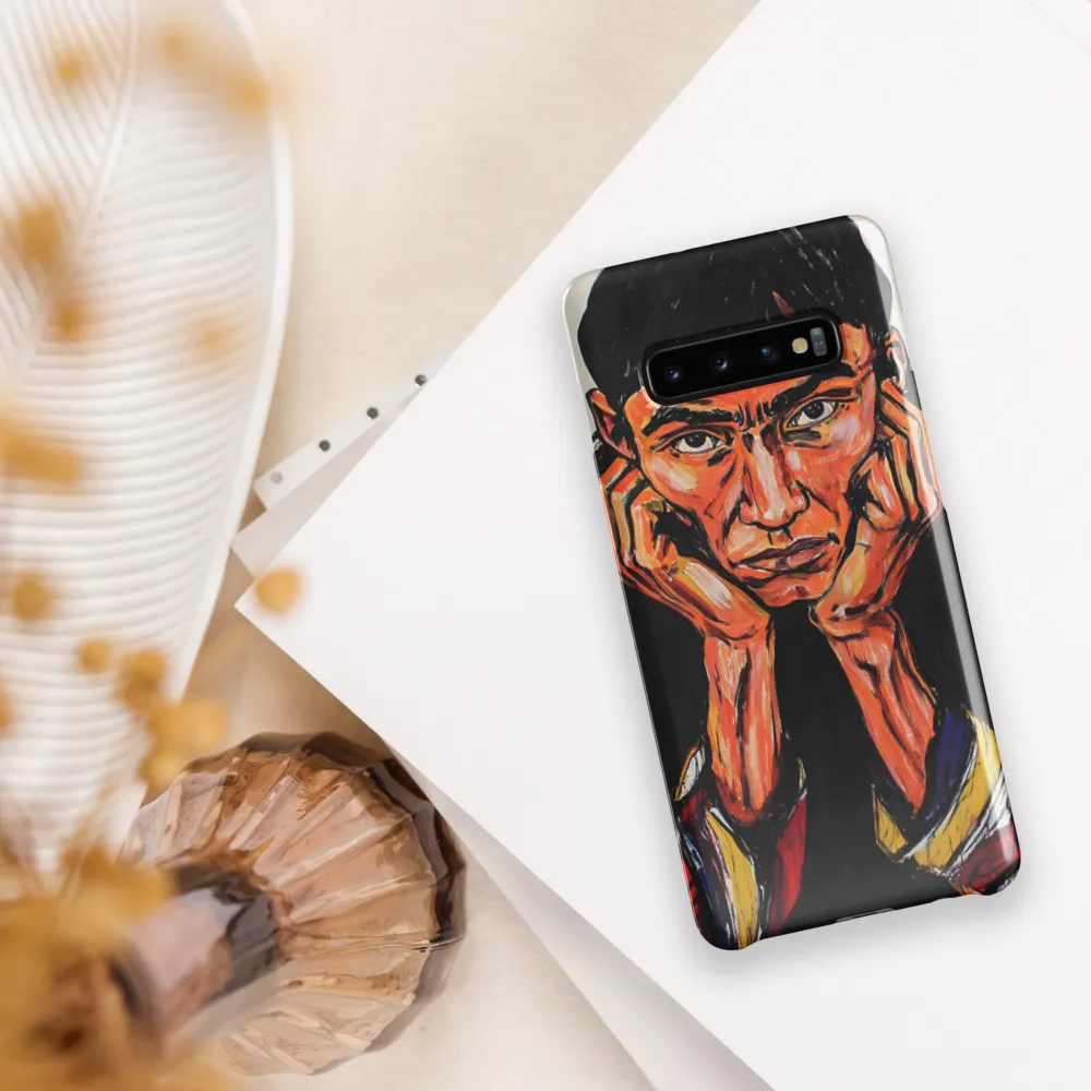 Contemplative Intensity: An Expressionist Portrait | Phone Case |  S10 Plus | Snap Case | Glossy