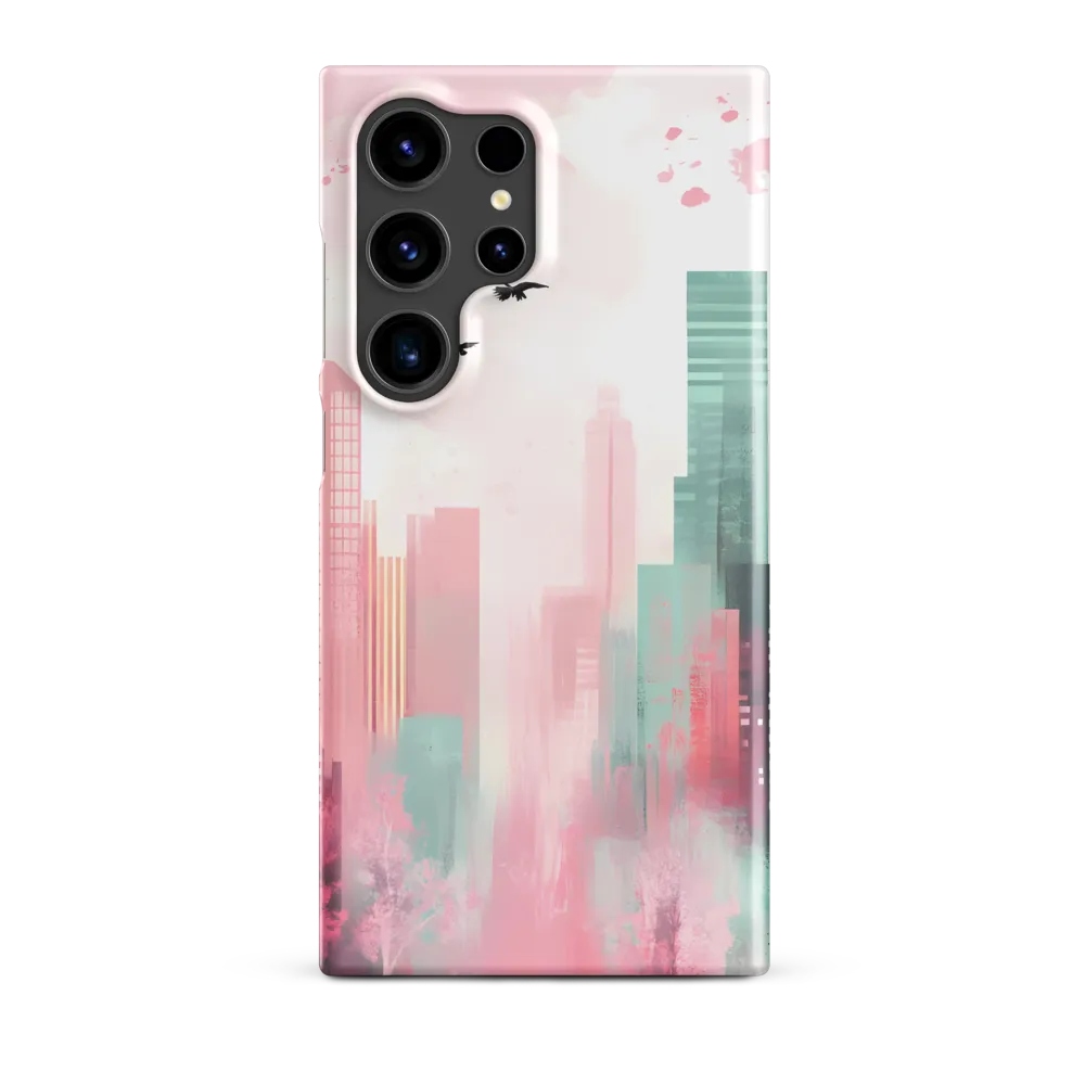 Dreamy Cityscape in Pink and Cyan