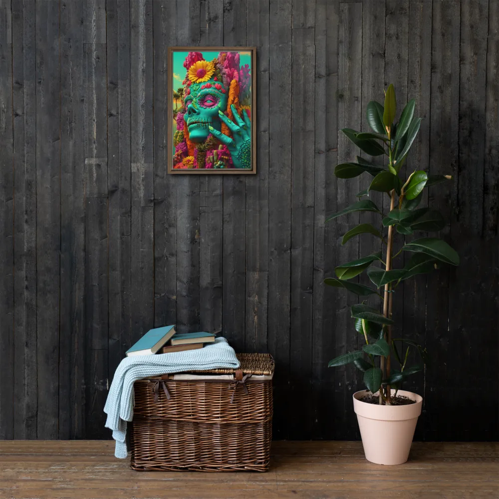 Ethereal Skull Garden | Canvas with Brown Frame | 12″×18″