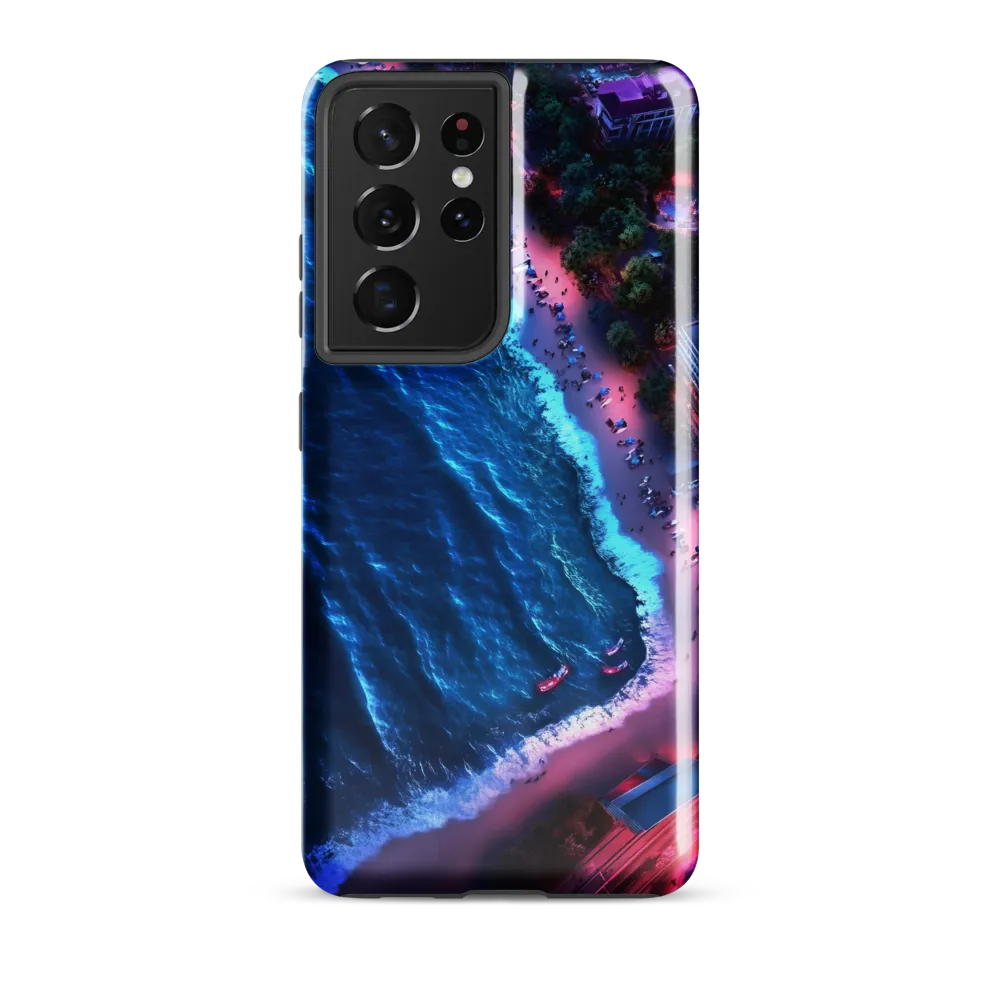 Twilight Reflections: A Serene Beach Aerial | Phone Case |  S21 Ultra | Tough Case | Glossy