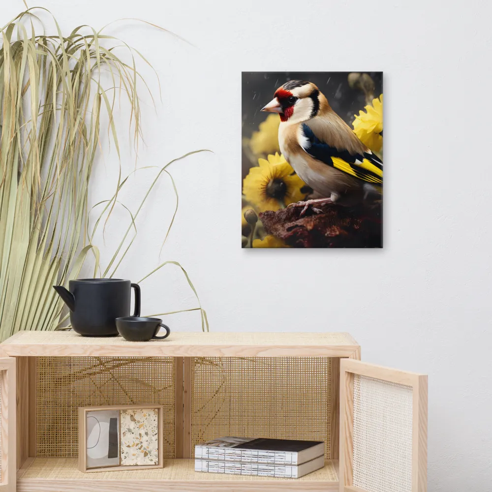 Harmony in Nature: A Goldfinch Amidst Blooms