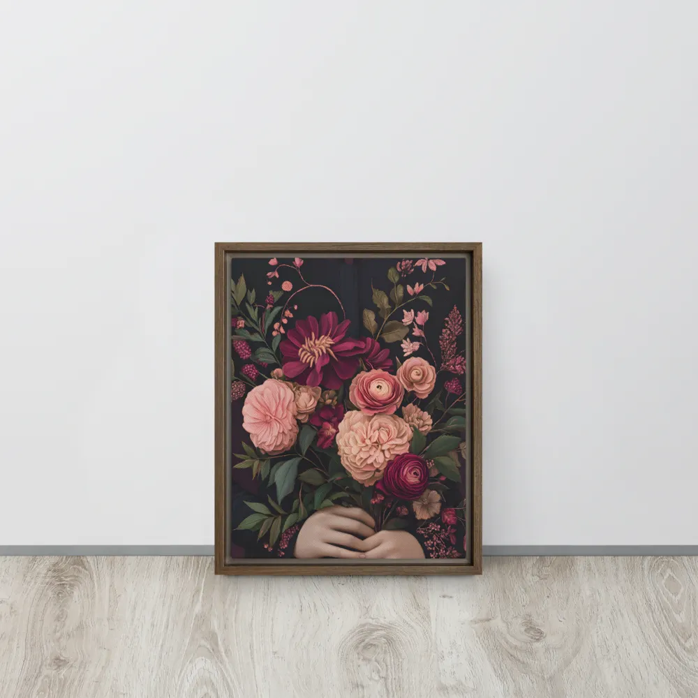 Botanical Elegance | Canvas with Brown Frame | 11″×14″