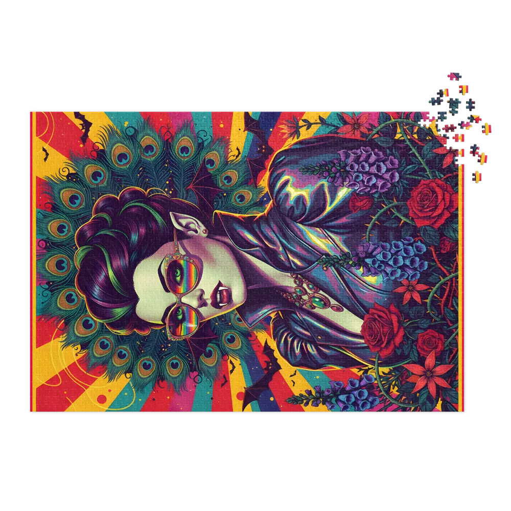 Peacock Halo Vampire 
 Jigsaw Puzzle in Tin Box