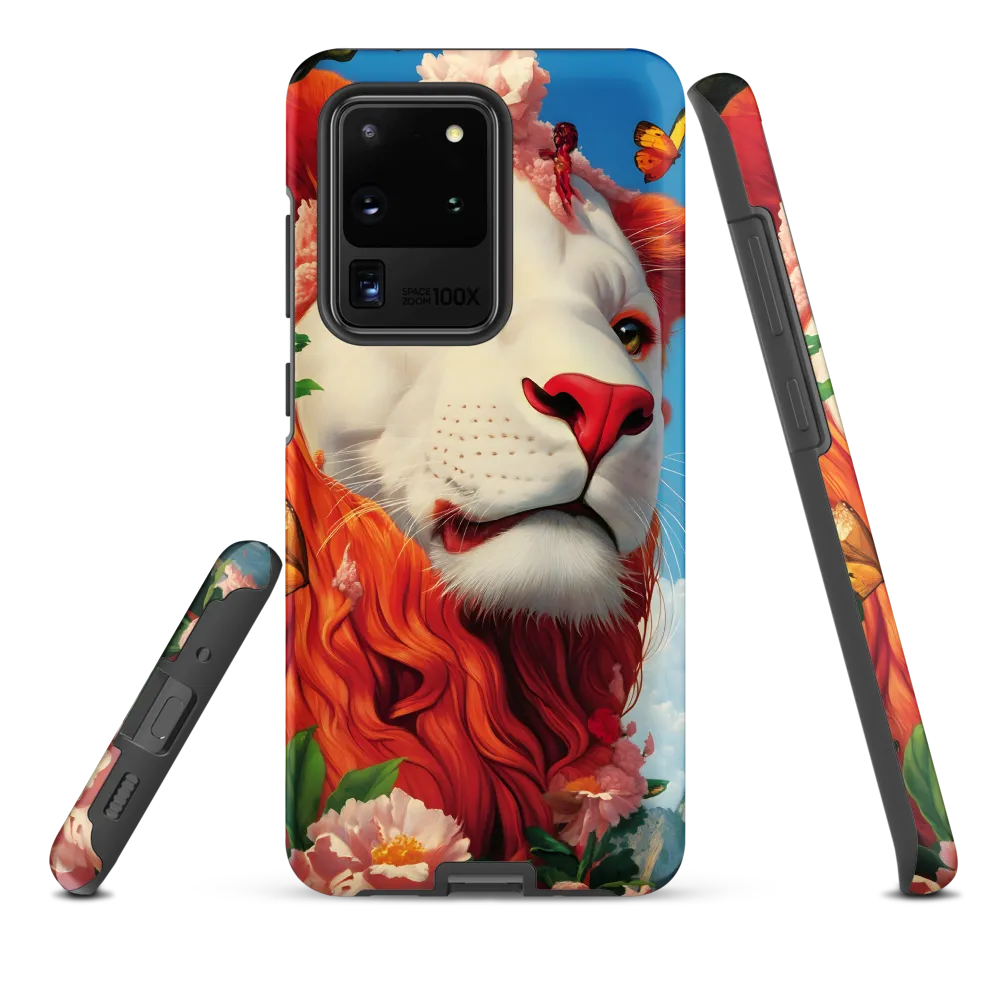 Majestic Lion Amidst Floral Splendor