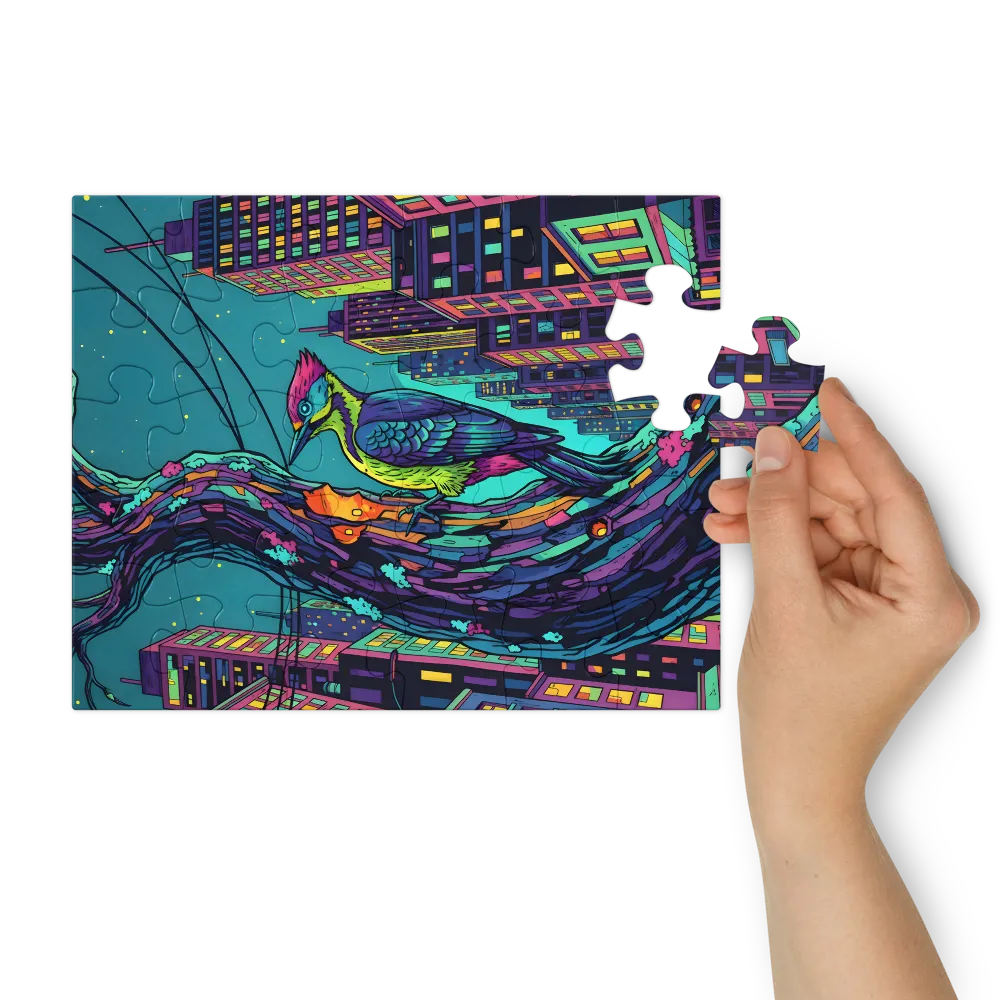 Neon City Woodpecker 
 Jigsaw Puzzle in Tin Box