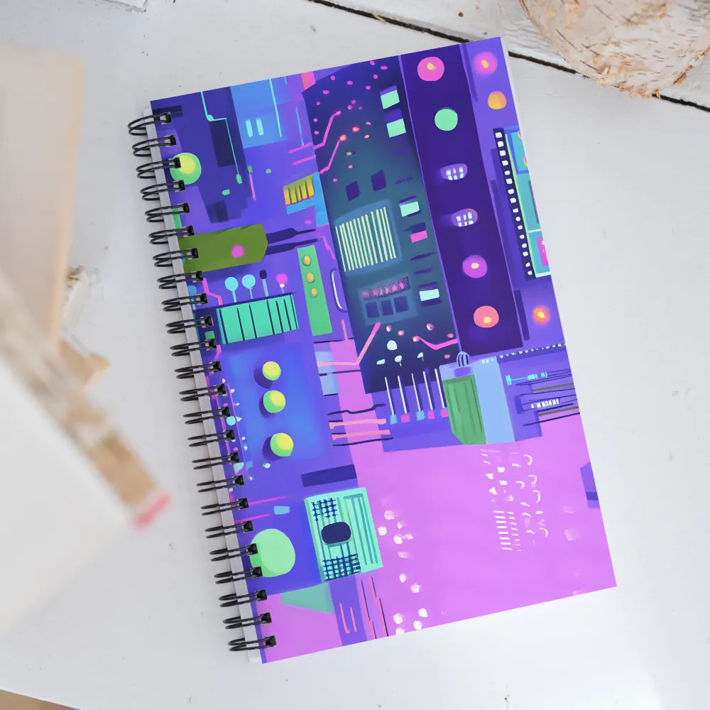 Futuristic Cityscape: A Digital Dream | Spiral Notebook