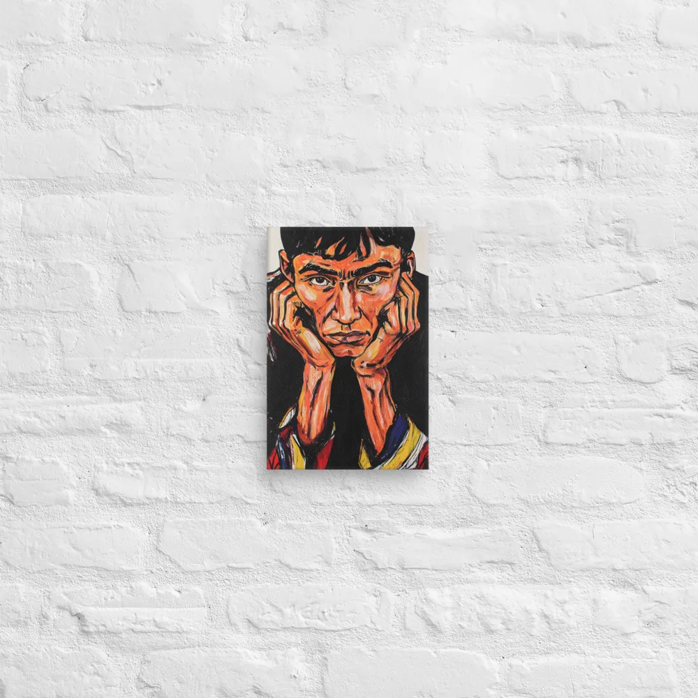 Contemplative Intensity: An Expressionist Portrait | Canvas | 8″×12″