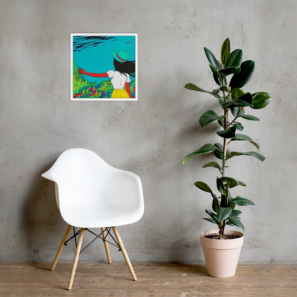 Whimsical Encounter | Poster with White Frame | 18″×18″