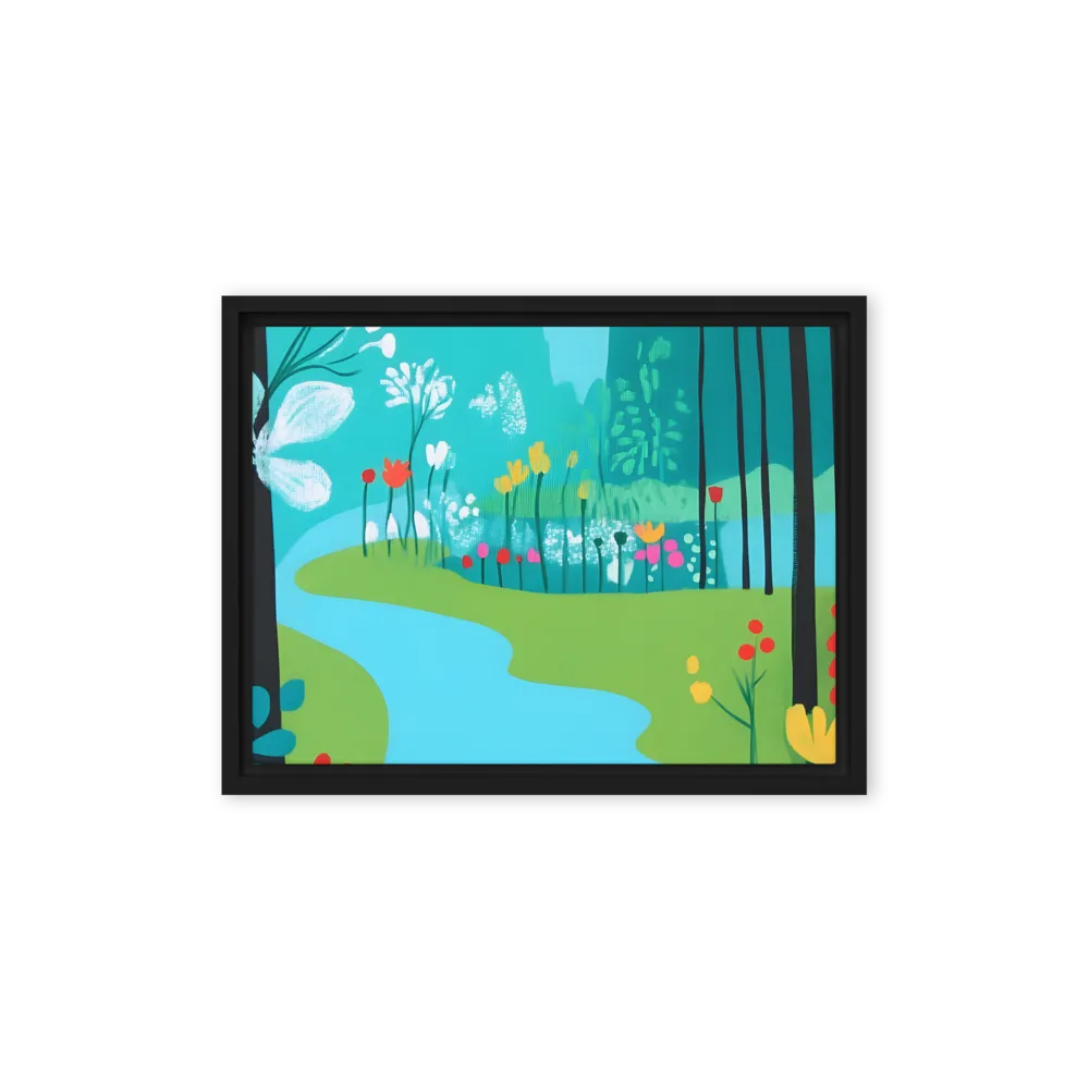 Whispers of Spring: A Colorful Retreat | Canvas with Black Frame | 12″×16″