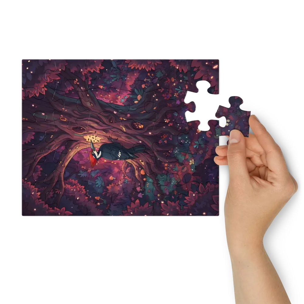 Woodpecker & the Glowing Tree 
 Jigsaw Puzzle in Tin Box