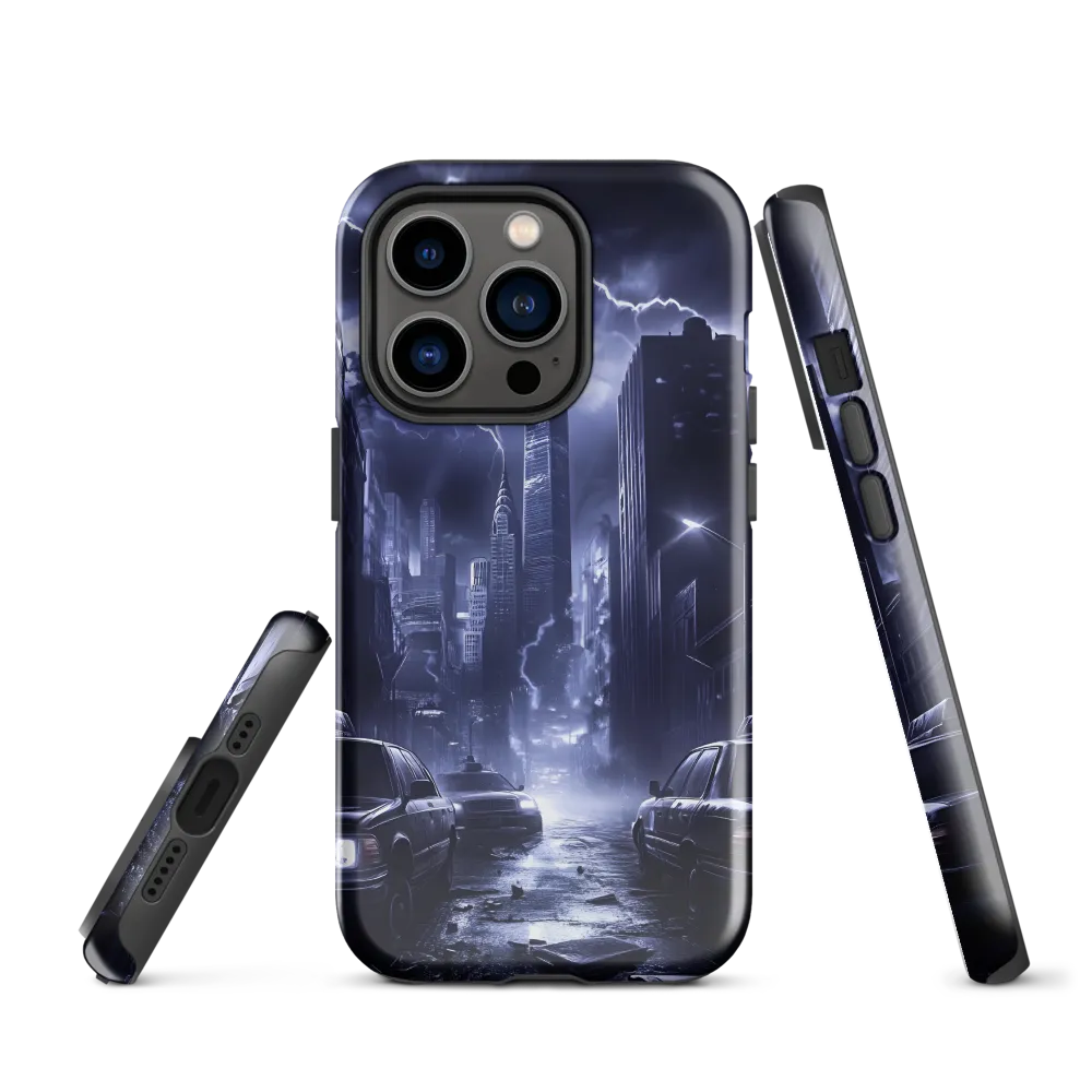 Stormy Cityscape: Shadows of the Night | Phone Case |  14 Pro | Tough Case | Glossy