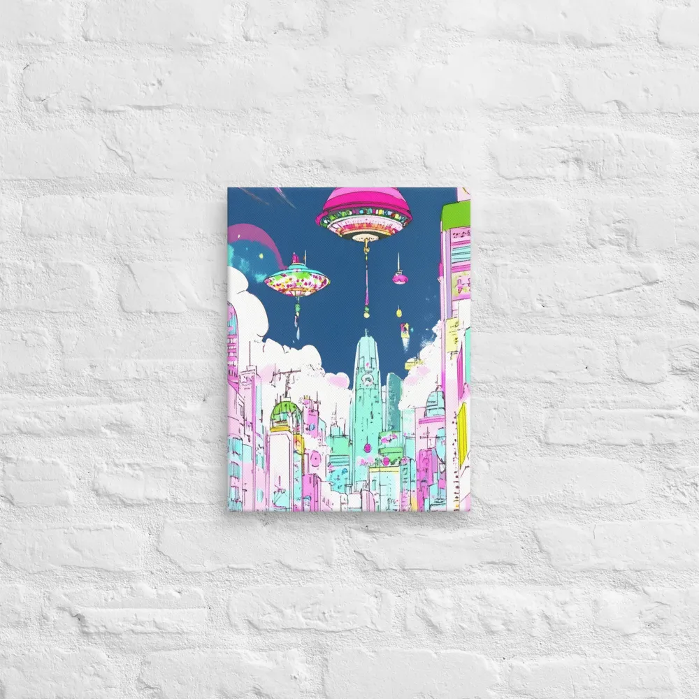 Futuristic Cityscape with Floating Structures | Canvas | 12″×16″