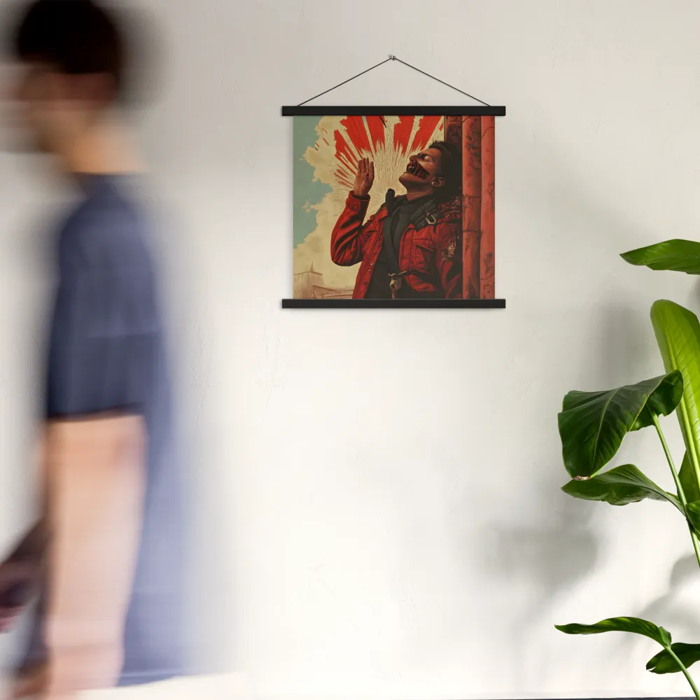 Defiant Echoes of Ruin | Poster With Black Wood Hanger | 18″×18″