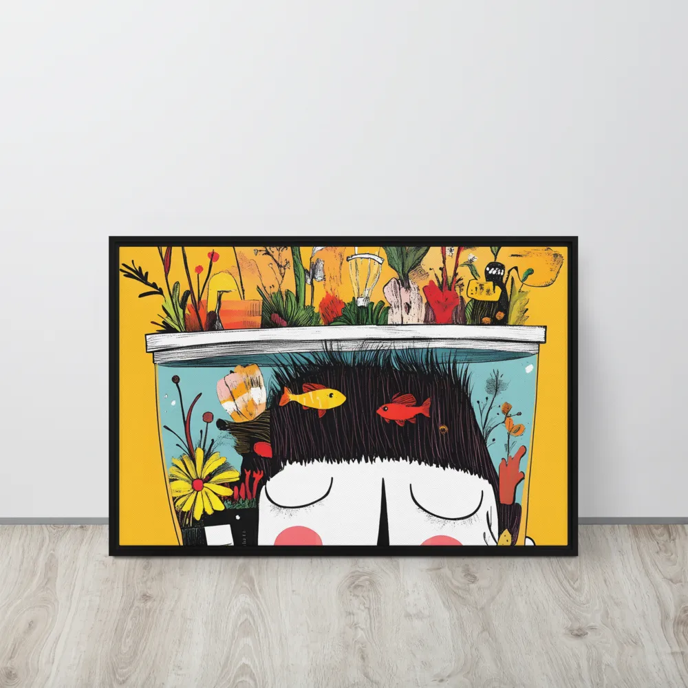 Whimsical Garden Head | Canvas with Black Frame | 20″×30″