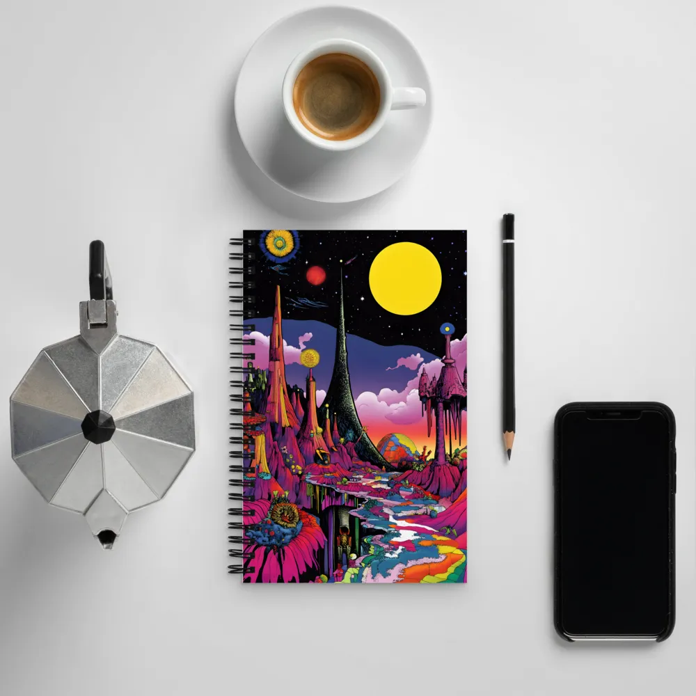 Celestial Dreams: A Journey Through an Alien Landscape | Spiral Notebook