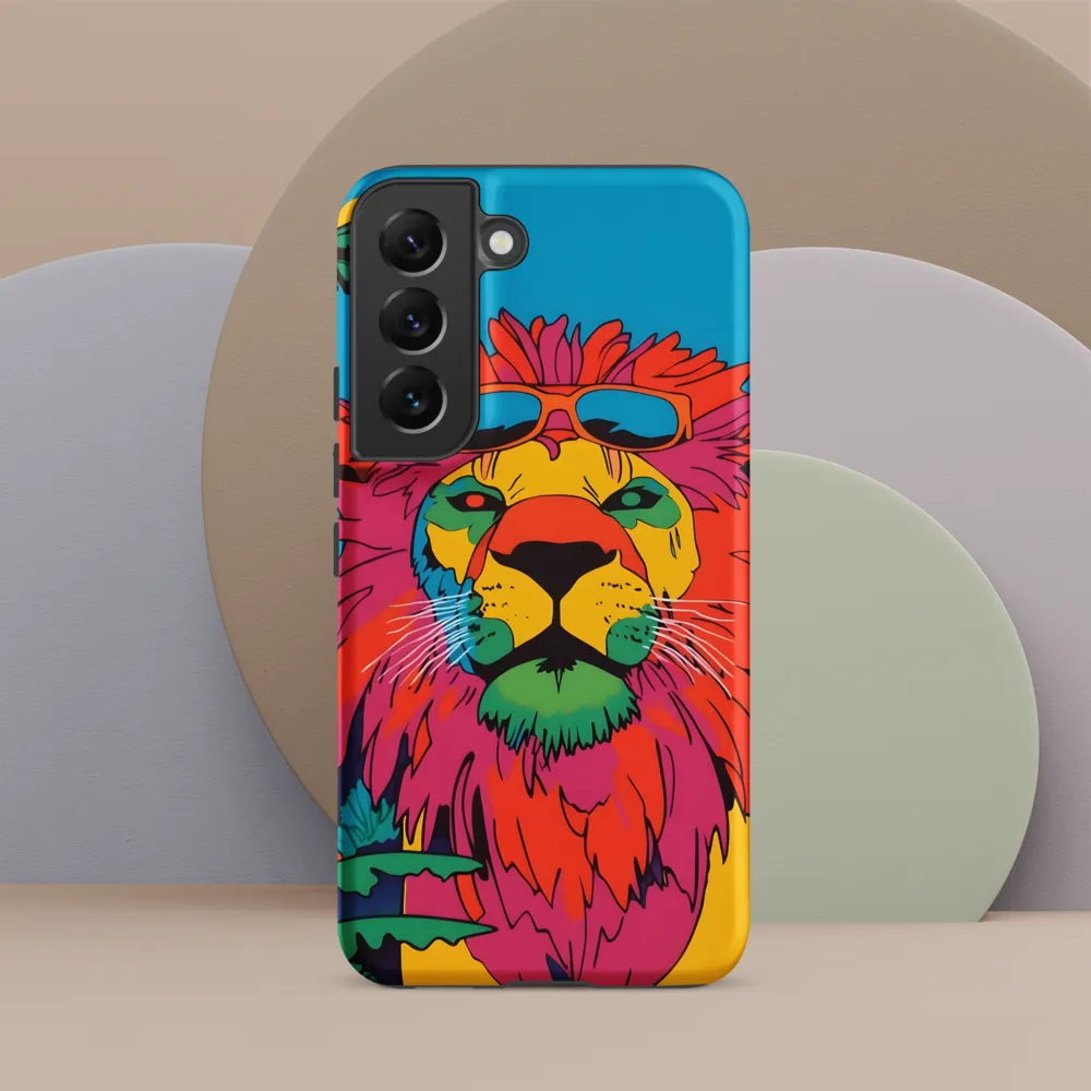 Lion with Sunglasses: A Vibrant Tropical Portrait