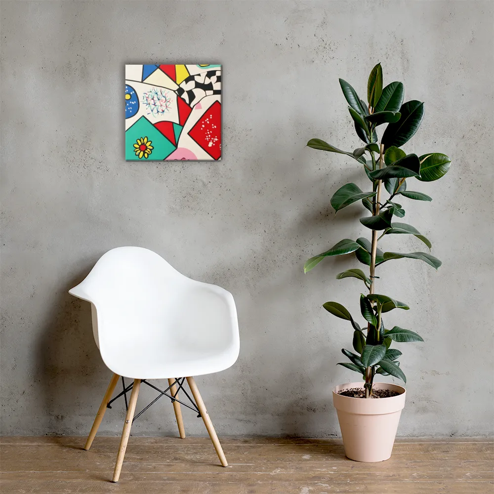 Joyful Geometry: A Playful Dance of Shapes and Colors | Canvas | 16″×16″