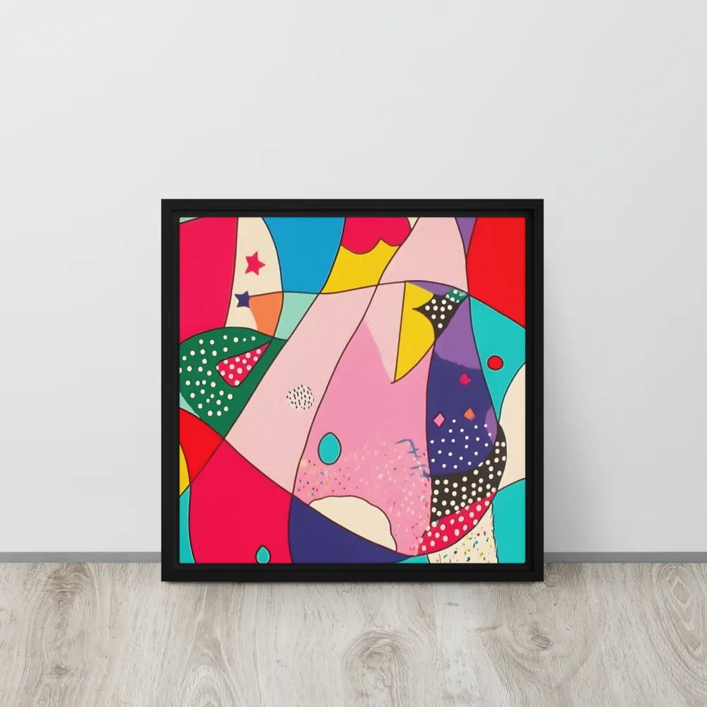 Playful Geometry in Color | Canvas with Black Frame | 16″×16″