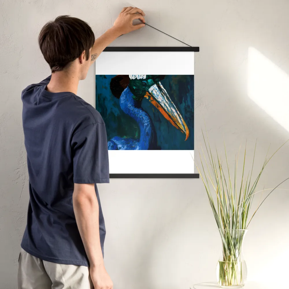 Majestic Absurdity: The Hat-Wearing Bird | Poster With Black Wood Hanger | 18″×24″