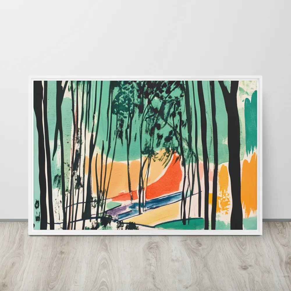 Winding Path Through the Forest | Canvas with White Frame | 24″×36″