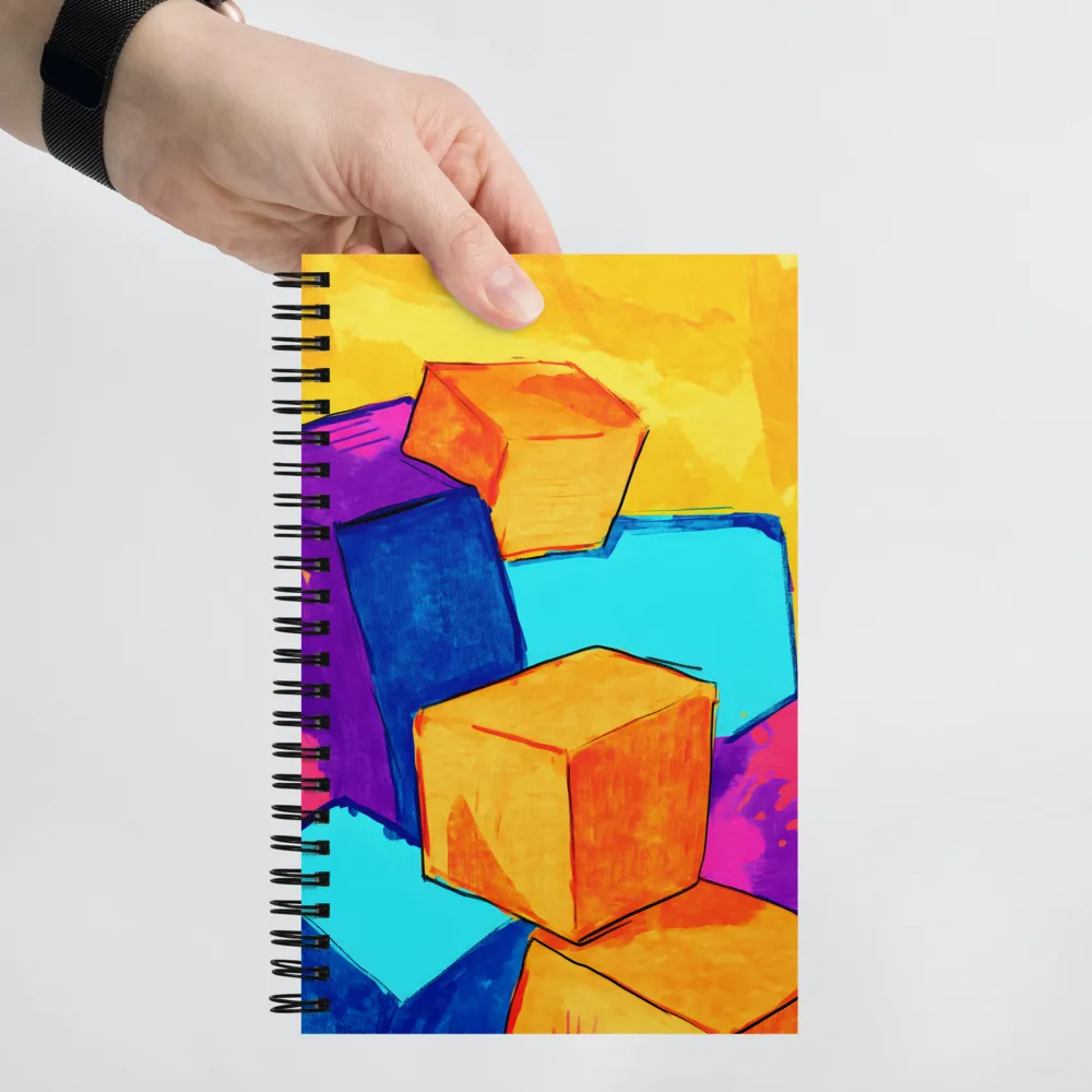 Playful Cubes in Vibrant Harmony | Spiral Notebook