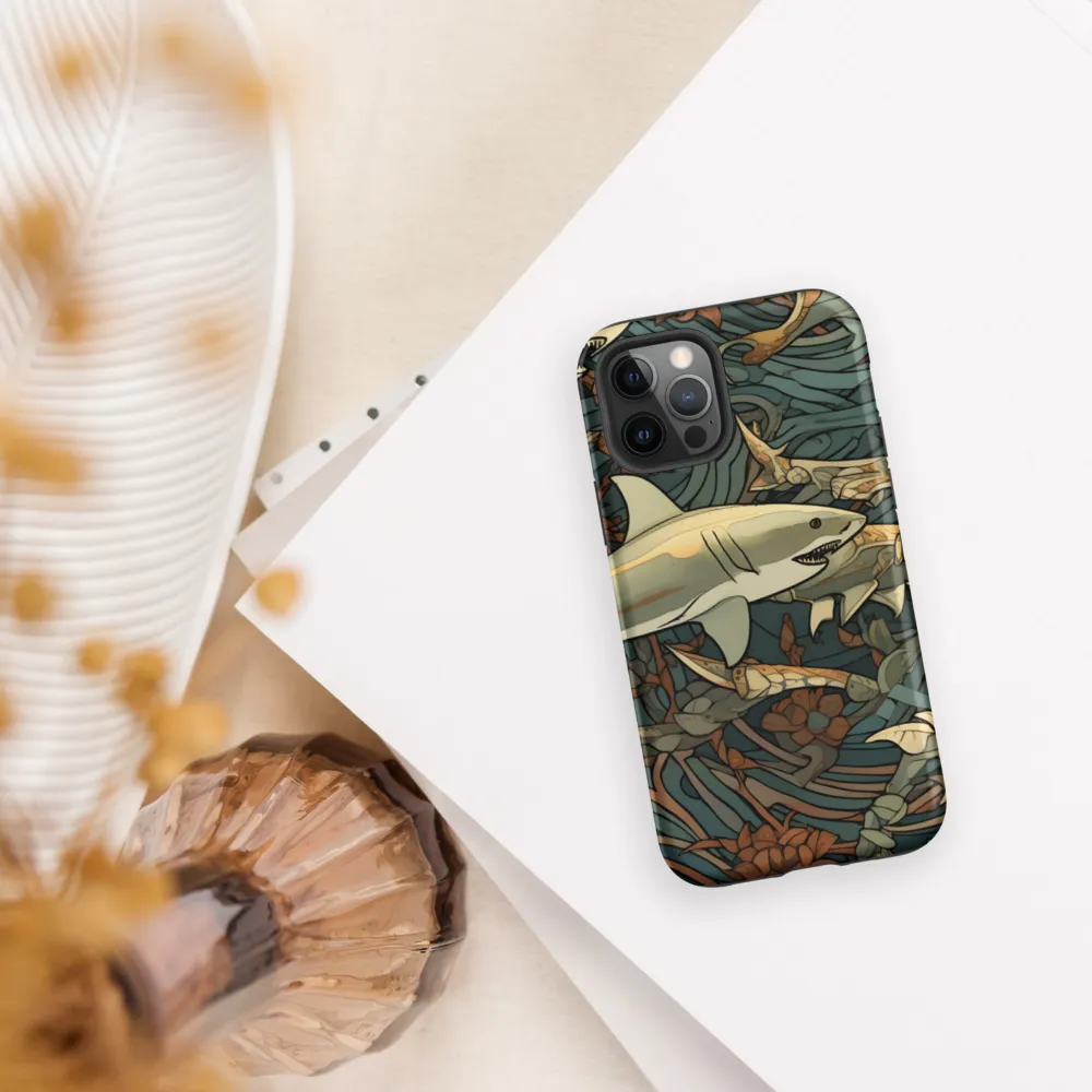 Dynamic Harmony of Sharks and Flora | Phone Case |  12 Pro | Tough Case | Matte