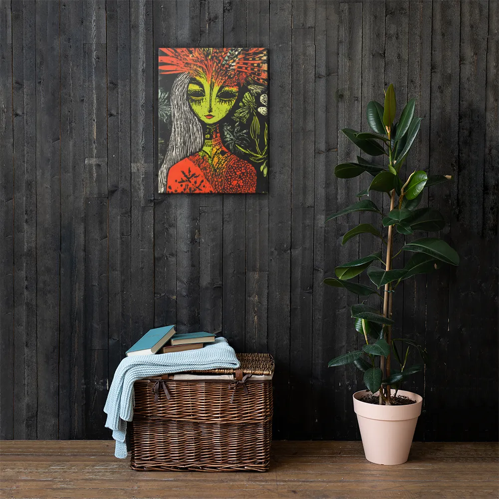 Mystical Flora: A Surreal Portrait | Canvas | 18″×24″
