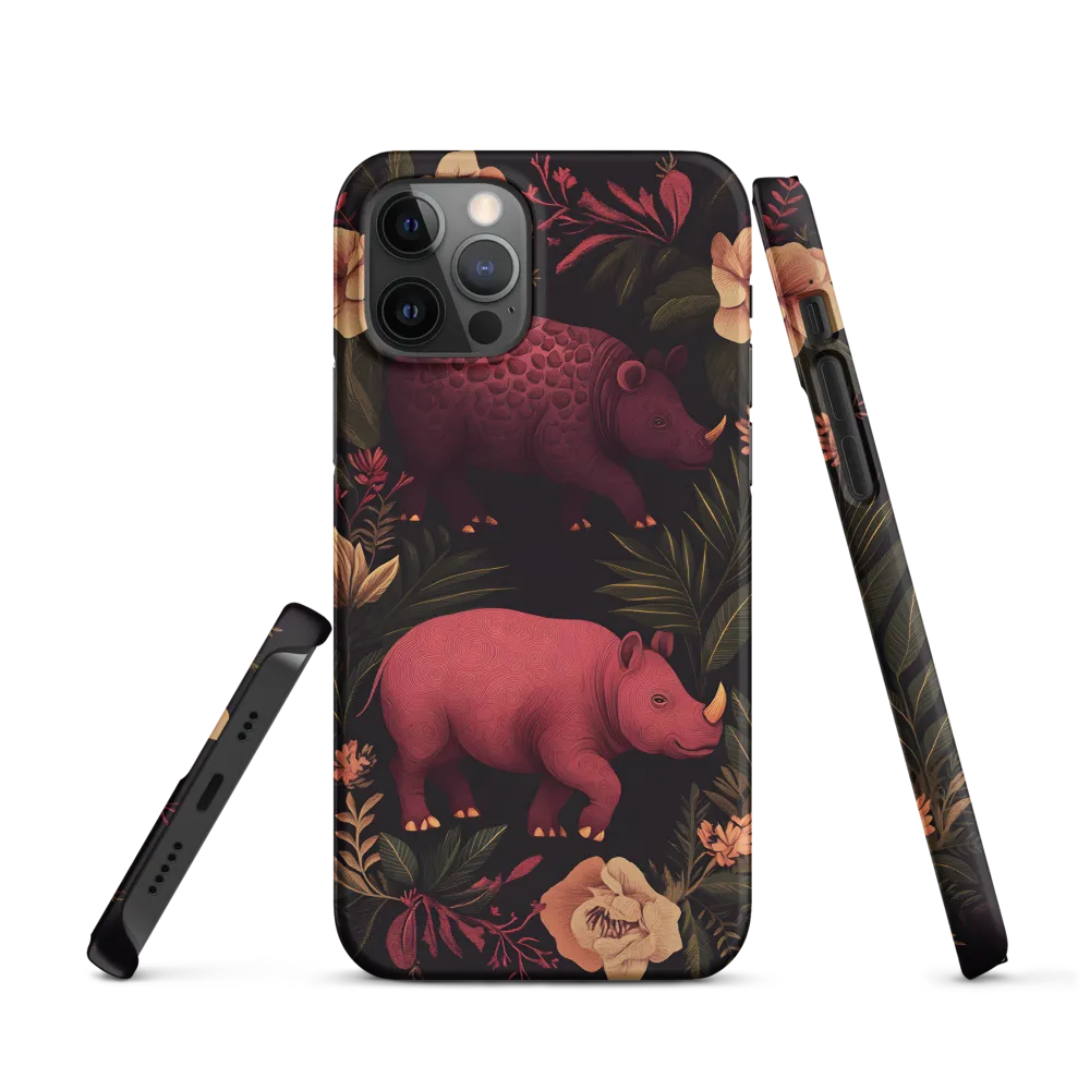 Rhinos in Floral Embrace