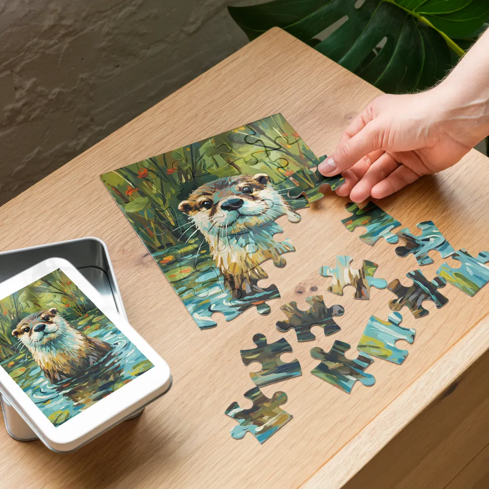 Curious Otter 
 Jigsaw Puzzle in Tin Box