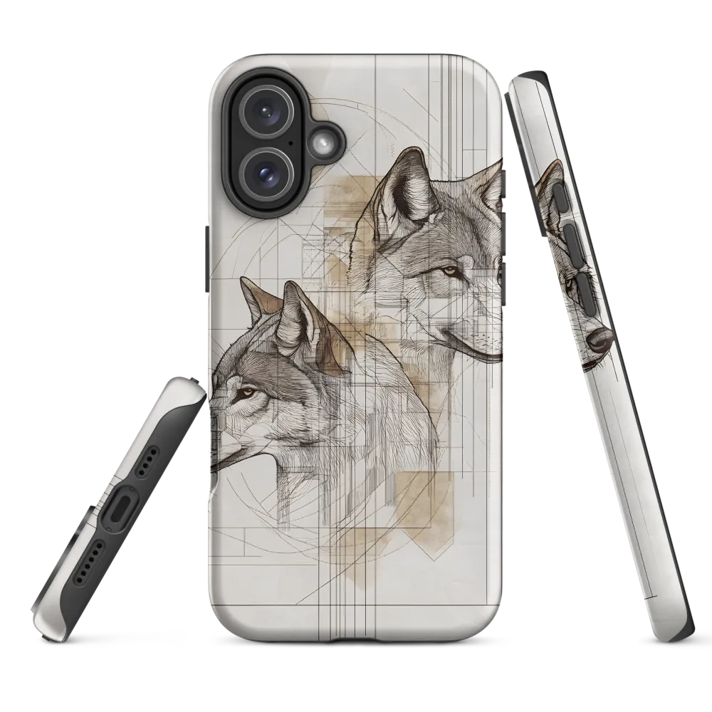 Geometric Harmony: The Essence of Wolves | Phone Case |  16 Plus | Tough Case | Matte