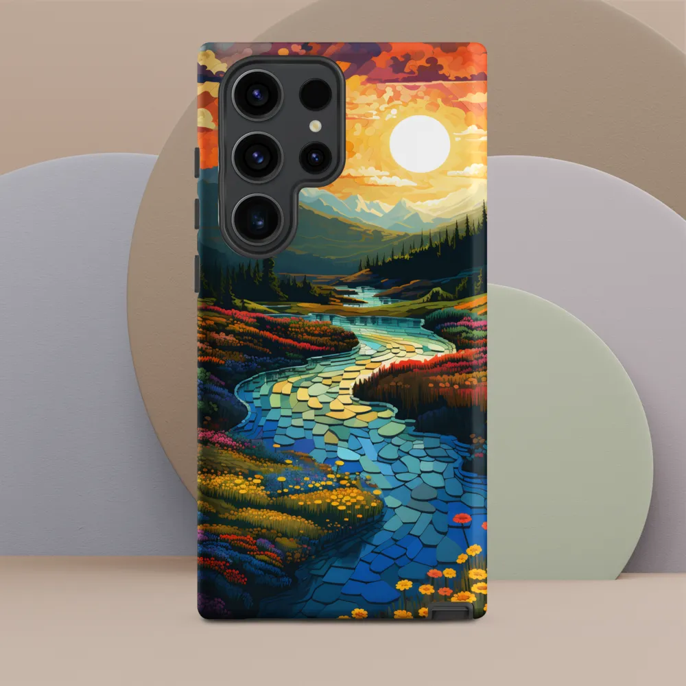 Serenity in Sunset: A Winding River's Embrace