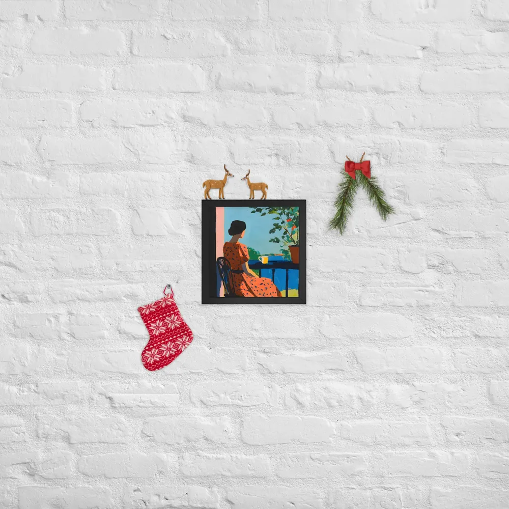 Balcony Reverie 
 Poster with Black Frame | 10″x 10″