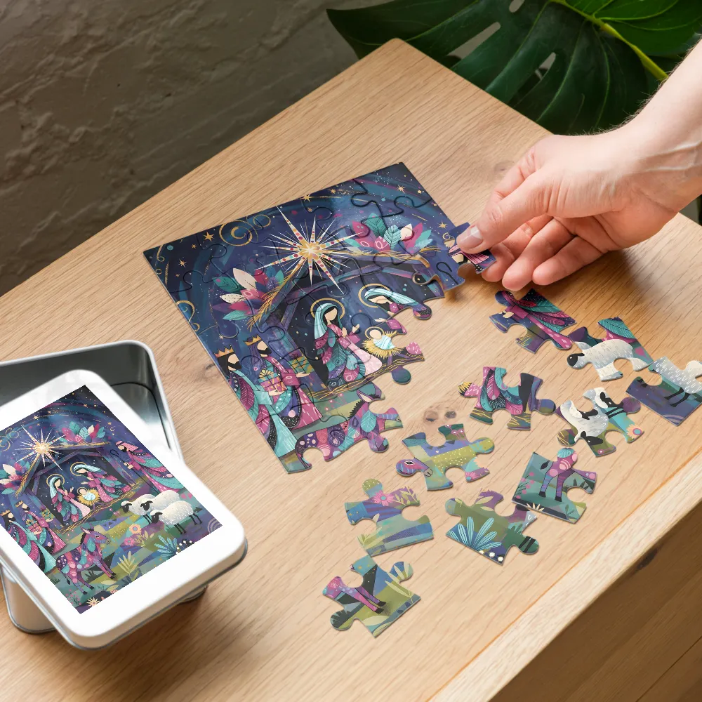 Starry Nativity 
 Jigsaw Puzzle in Tin Box