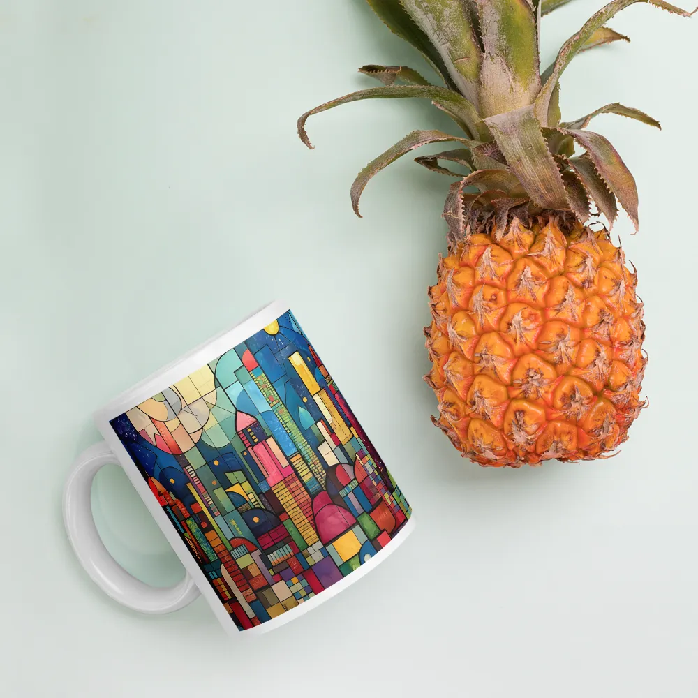 Geometric Harmony: A Vibrant Cityscape | Mugs | Multiple Sizes & Colors