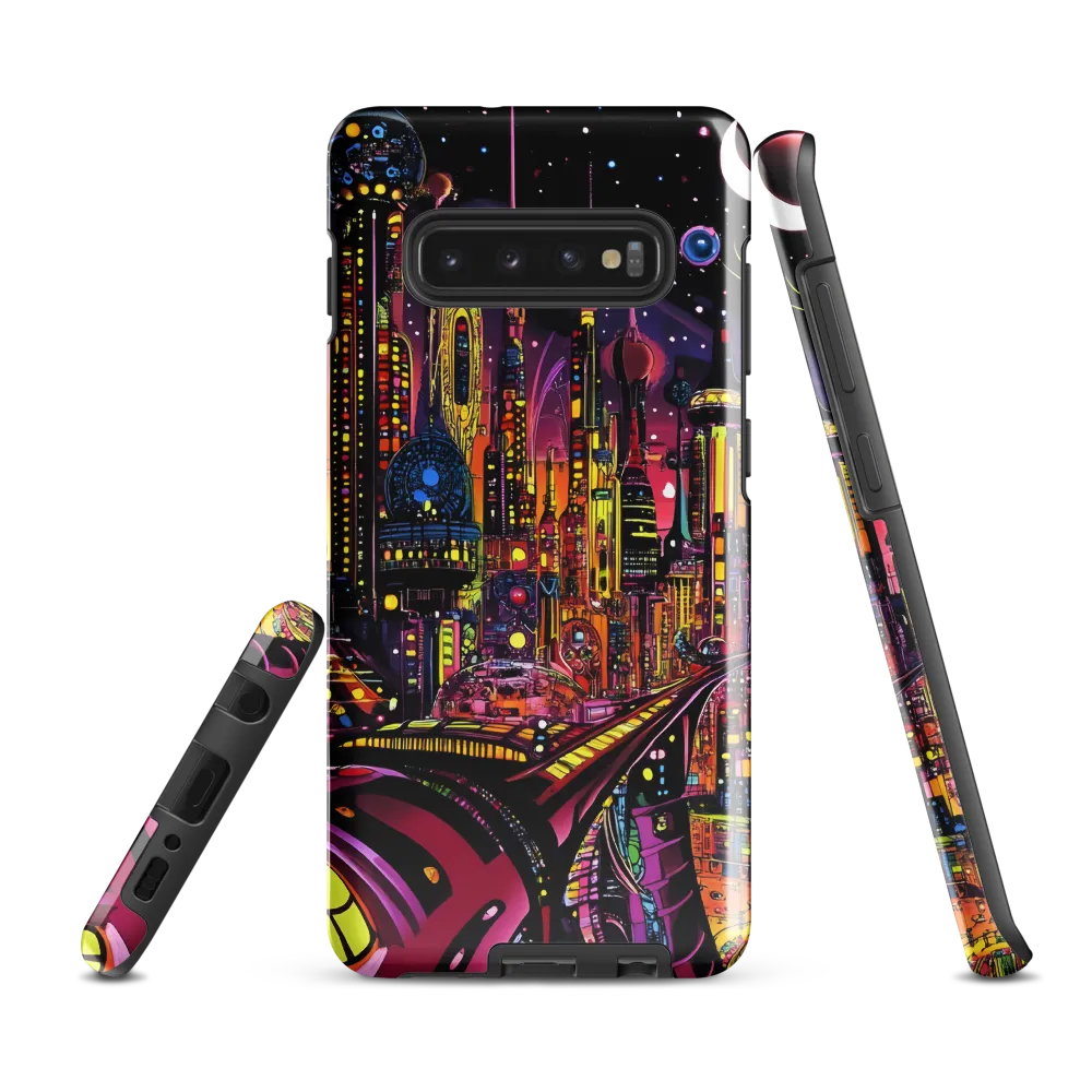 Neon Odyssey: A Journey Through Futuristic Realms | Phone Case |  S10 Plus | Tough Case | Glossy