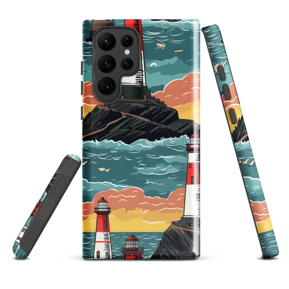 Lighthouses in a Whimsical Ocean | Phone Case |  S22 Ultra | Tough Case | Glossy
