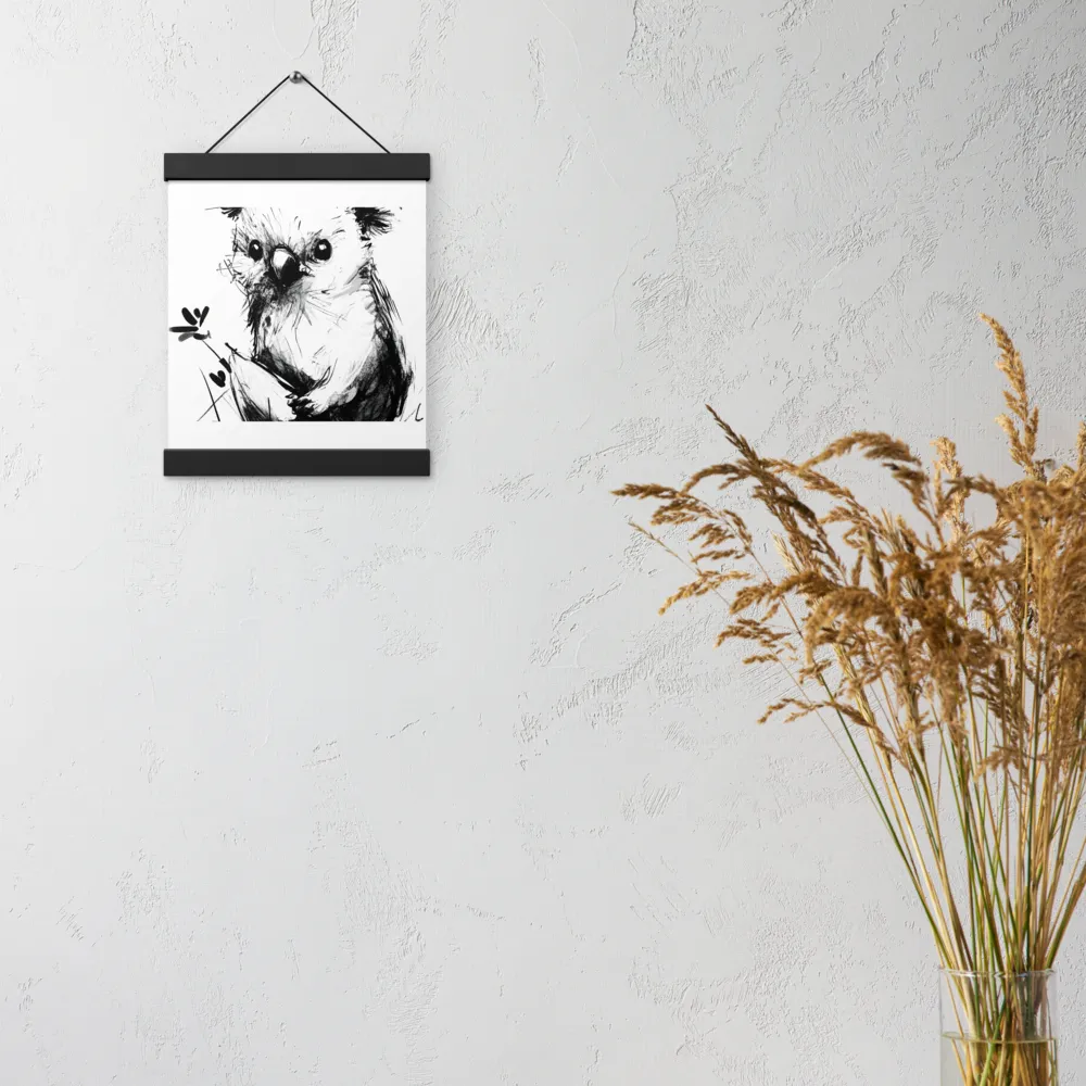 Whimsical Koala in Ink | Poster With Black Wood Hanger | 8″×10″