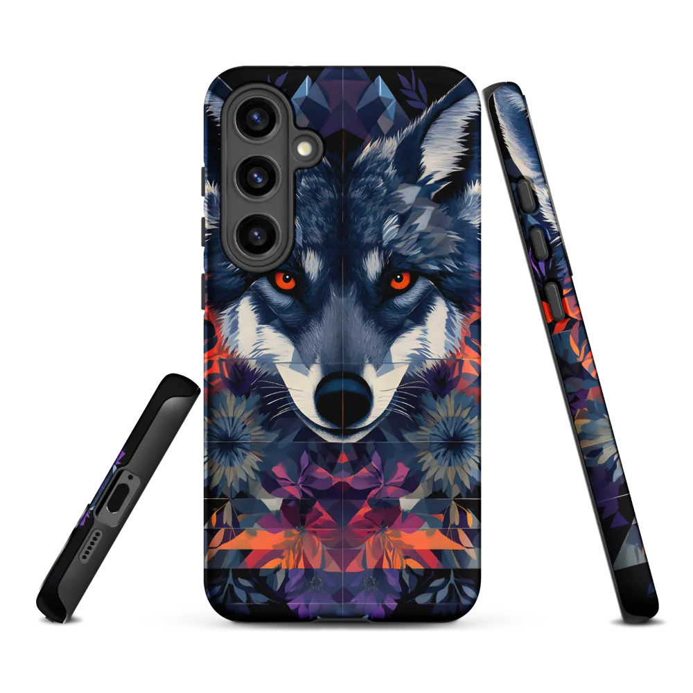 Mystical Wolf Amidst Floral Geometry