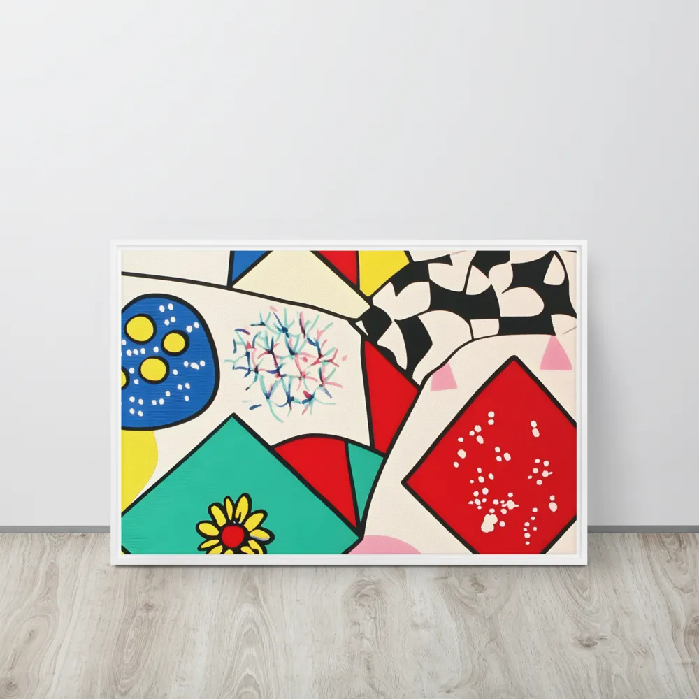 Joyful Geometry: A Playful Dance of Shapes and Colors | Canvas with White Frame | 20″×30″