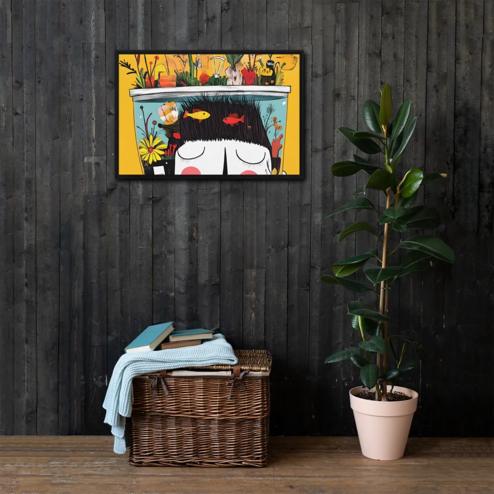 Whimsical Garden Head | Canvas with Black Frame | 20″×30″
