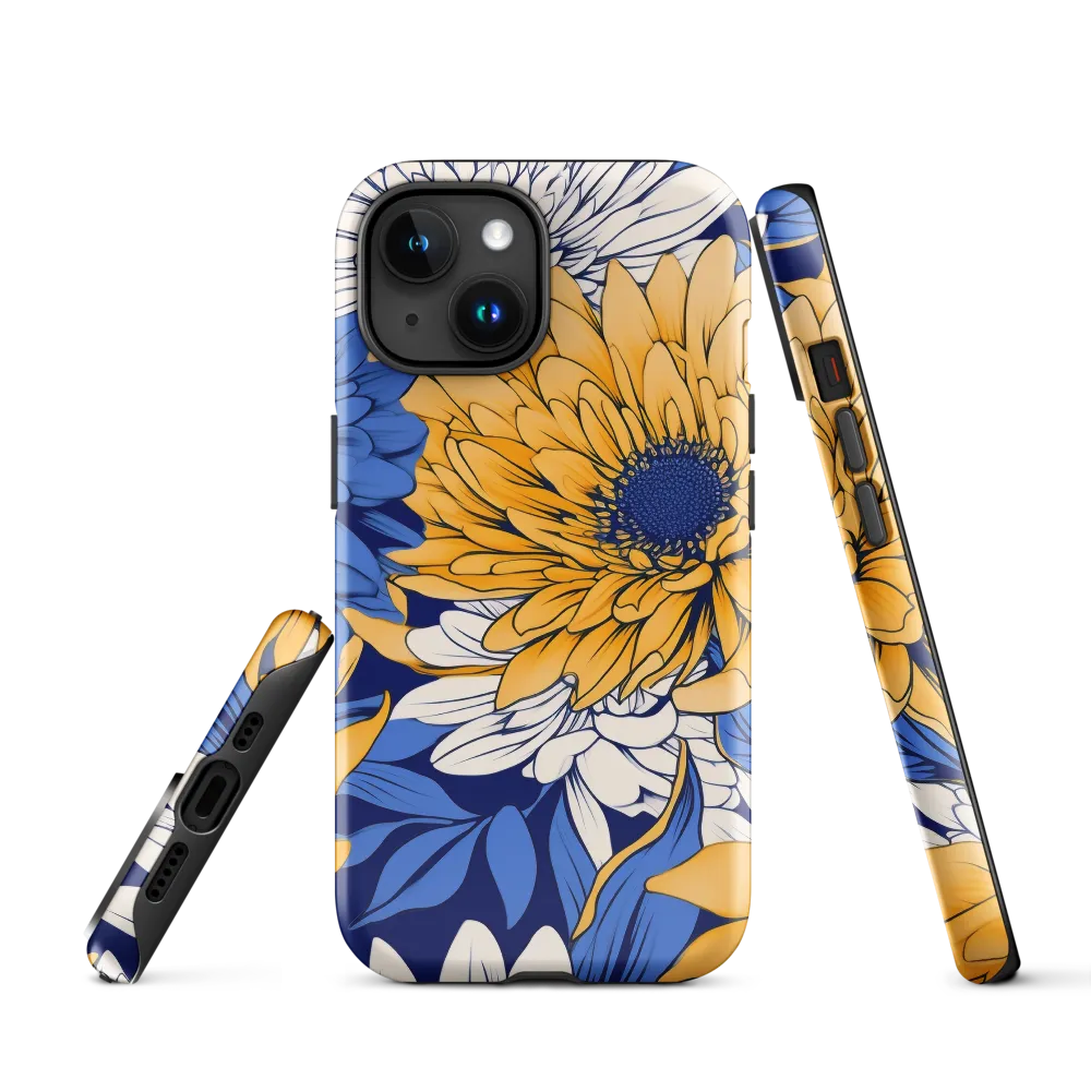 Floral Harmony in Blue and Yellow