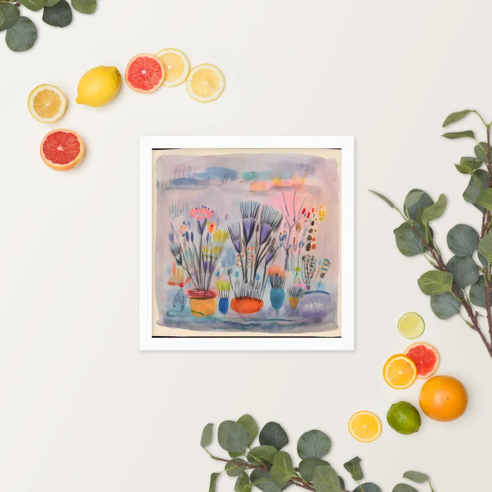 Dreamy Botanical Study 
 Poster with White Frame | 14″x 14″