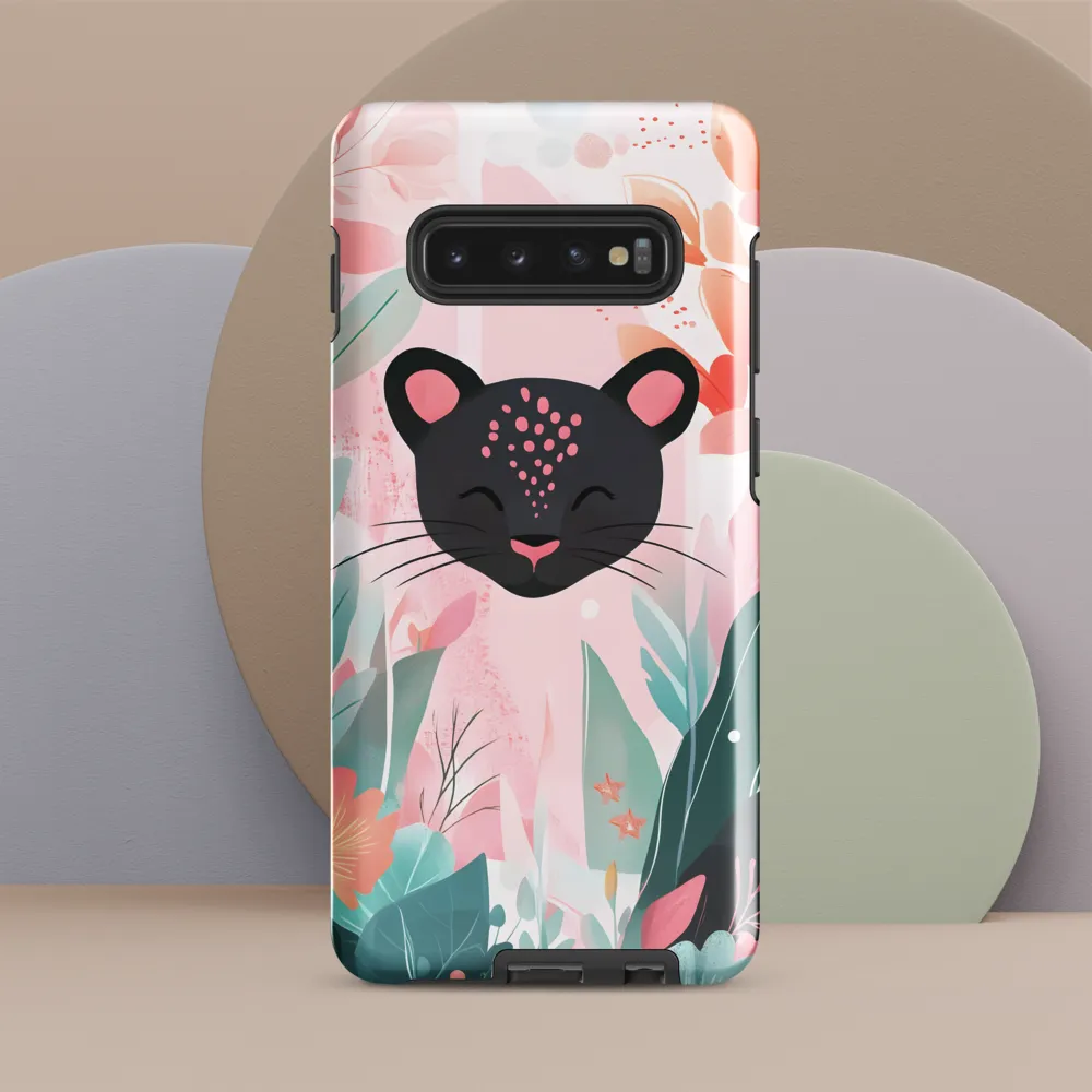 Whimsical Panther in Bloom | Phone Case |  S10 Plus | Tough Case | Glossy