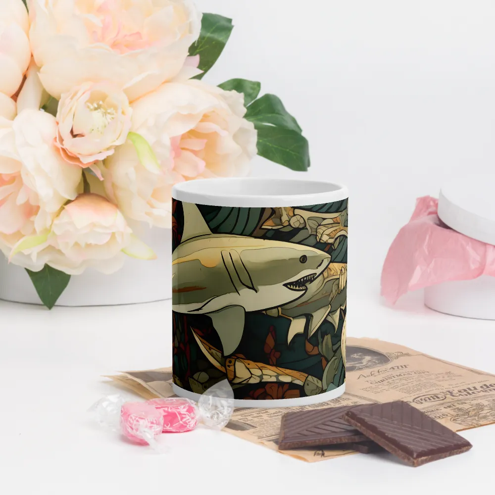 Dynamic Harmony of Sharks and Flora | Mugs | Multiple Sizes & Colors