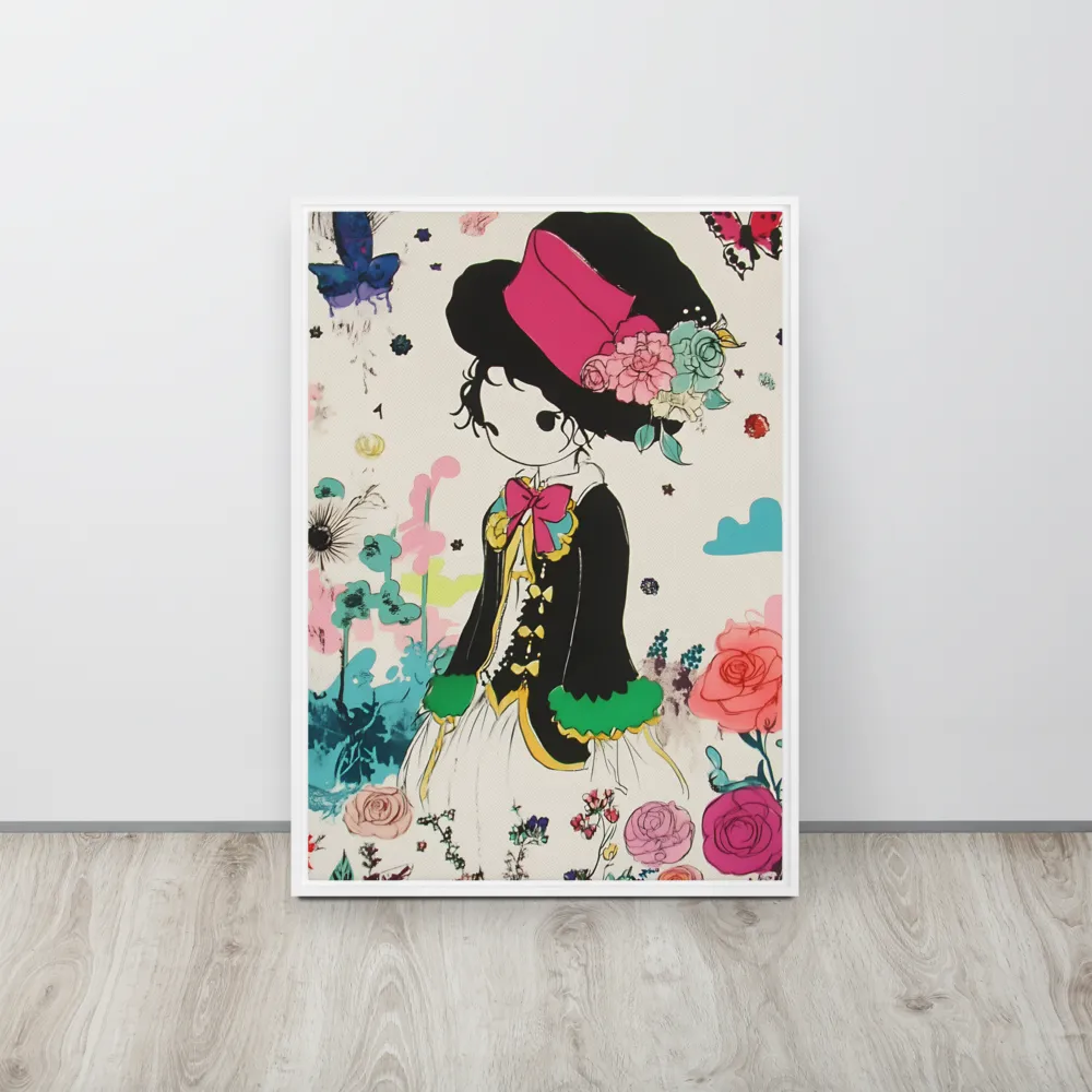 Whimsical Garden Reverie | Canvas with White Frame | 20″×28″