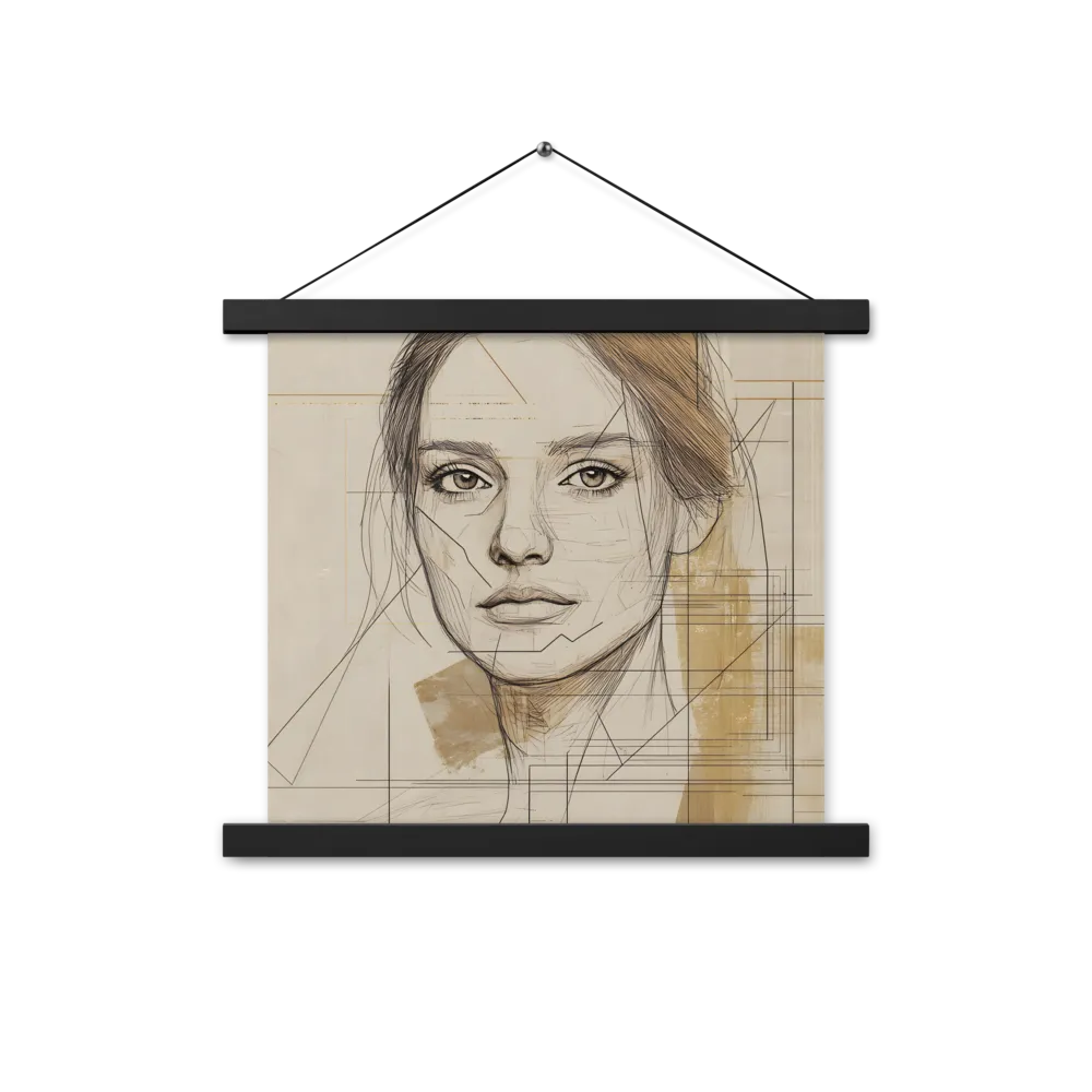 Geometric Elegance: A Modern Portrait | Poster With Black Wood Hanger | 14″×14″