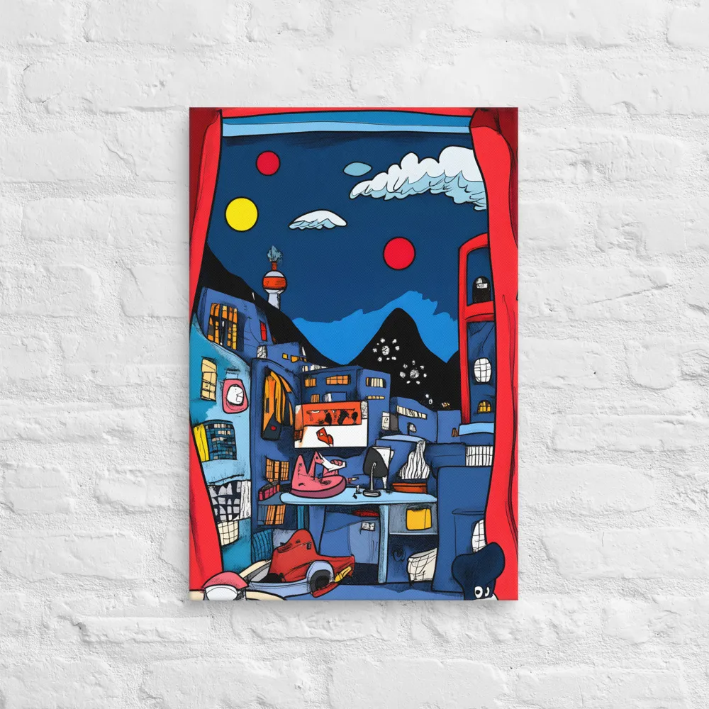 Whimsical Cityscape at Night | Canvas | 16″×24″